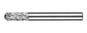 Pferd KEL conical radius end burr ALLROUND inch sizes, small rounded cone head with wide flutes on a long shank