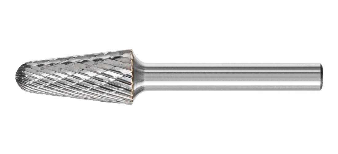 Pferd Cone Radius End TC Burr KEL 1225/6 Tough 12 x 25mm, 6mm Shank - AIMS Industrial Supplies