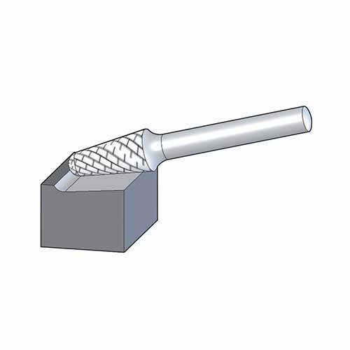 Pferd Cone Radius Extended Burr Shank KEL C3 Plus 9.5 x 28.6 x 6.35mm 21726222 - AIMS Industrial Supplies