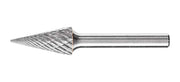 Pferd SKM conical pointed burr ALLROUND, larger pointed cone head with crossing flutes, side view on white