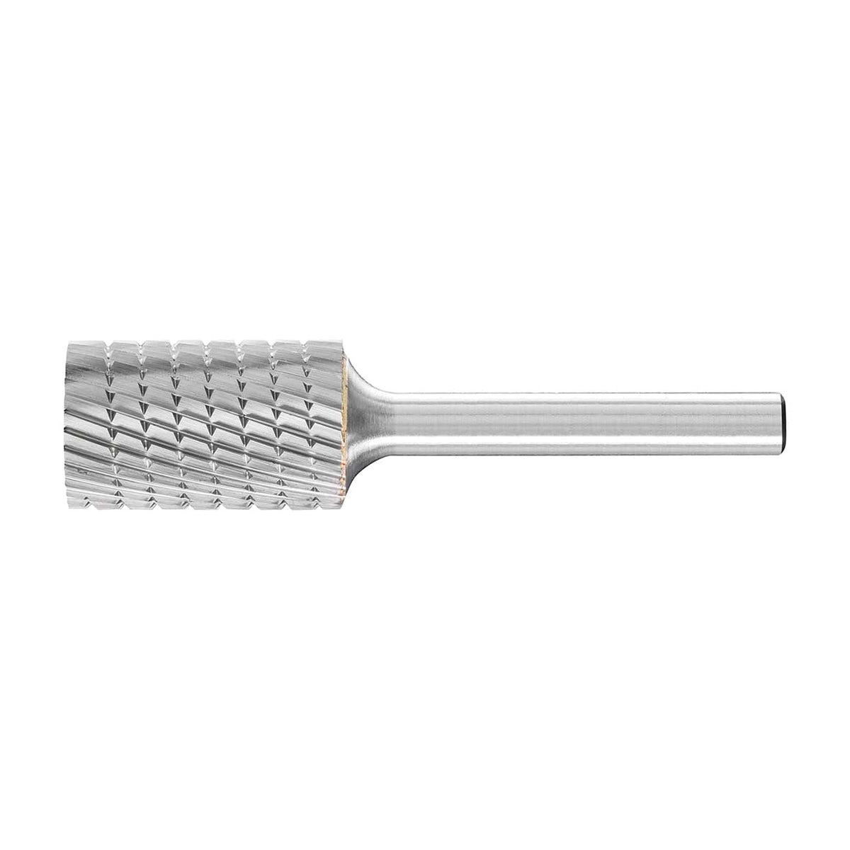 Pferd ZYA cylindrical TC burr MX NCC 16 x 25 mm, wide flat-ended cylinder head with chunky teeth, 1/4 in shank