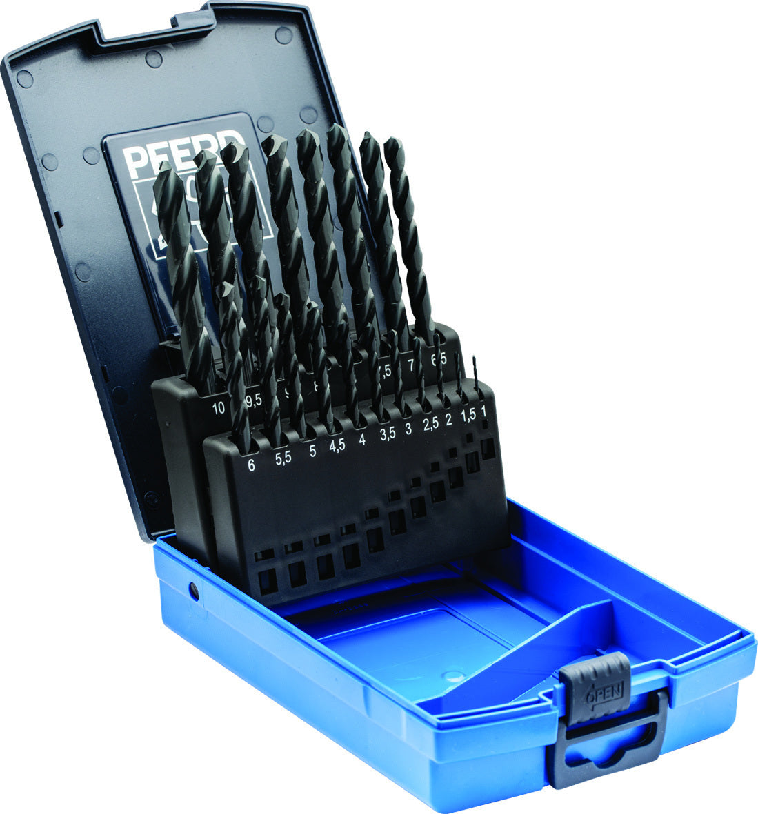 Pferd Drill Bit Set HSSG N Steel 1 - 10mm, 19 Pieces - 252037011