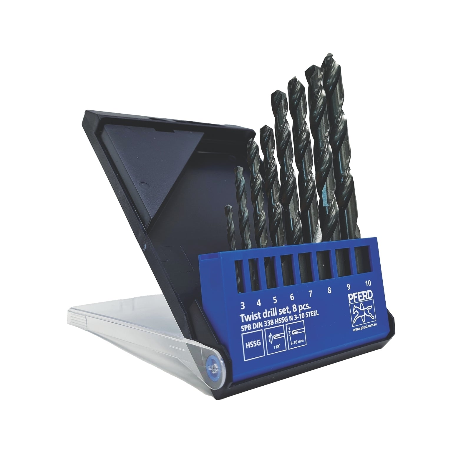 Pferd Drill Bit Set HSSG N Steel 3 - 8mm, 8 Pieces - 252037051
