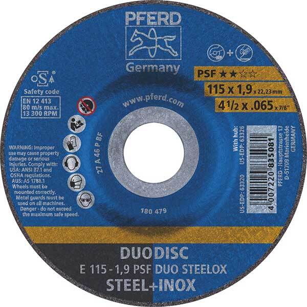 Pferd Duodisc Cut-Off & Grind Wheel Steelox 115 x 1.9mm 62011630 - Pack of 10