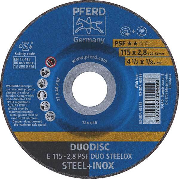 Pferd Duodisc Cut-Off & Grind Wheel Steelox 115 x 2.8mm 62011620 - Pack of 10