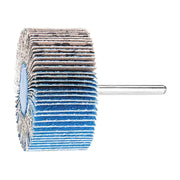 Pferd Z-COOL fan grinder, 50 x 20 and 60 x 30 mm, grit 60, blue zirconia flaps with a pale hub and silver shank