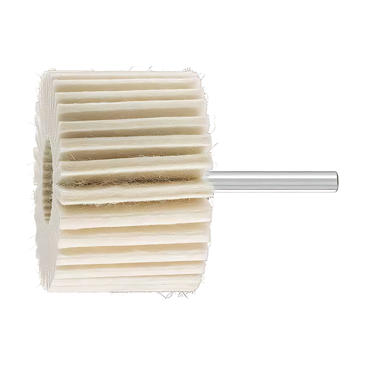 Pferd FLS hard (H) felt fan grinder, white felt flaps on a silver shank, size 4 of 5, fourth size, wide face with short shank
