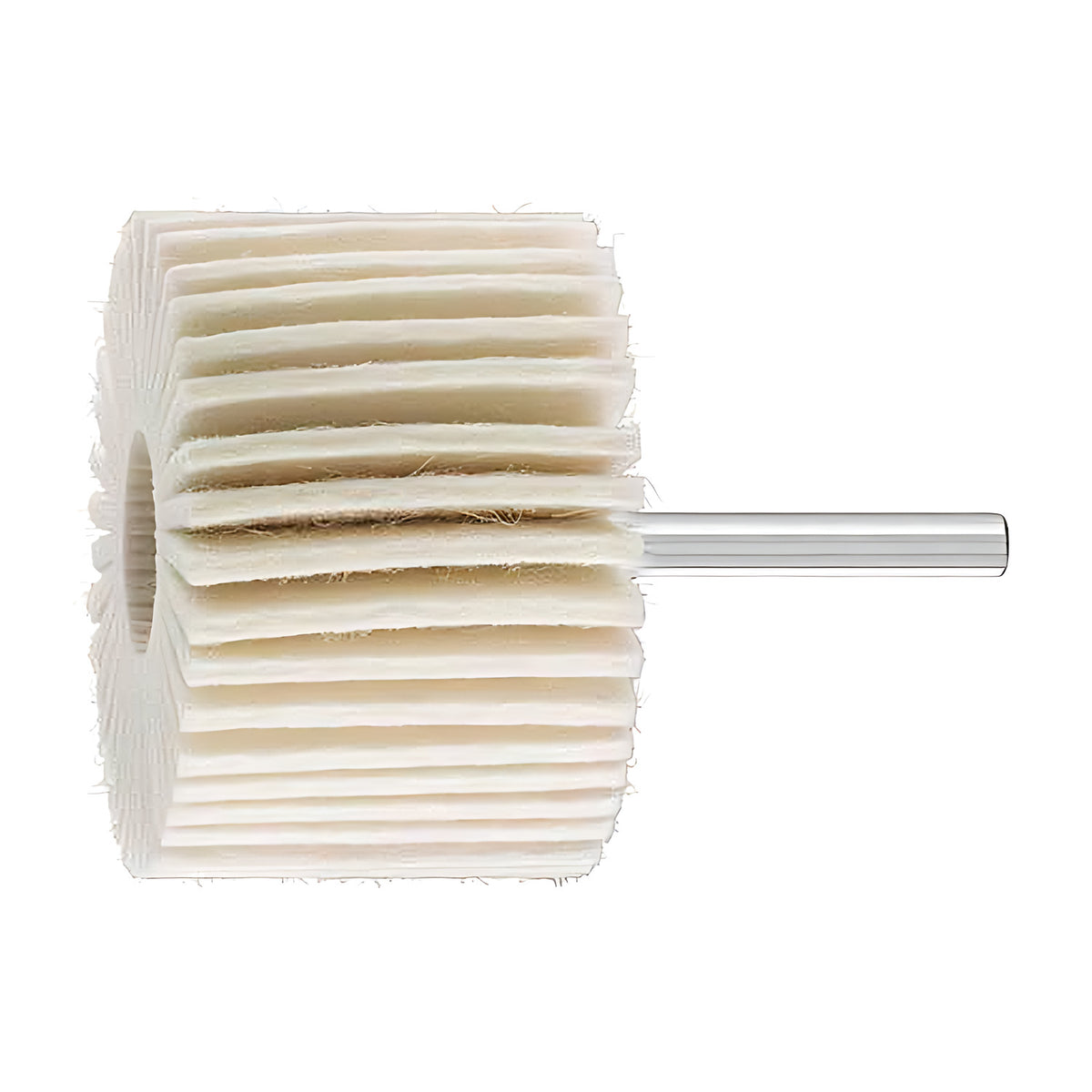 Pferd FLS soft (W) felt fan grinder, white felt flaps on a silver shank, size 4 of 5, fourth size, wide face with short shank