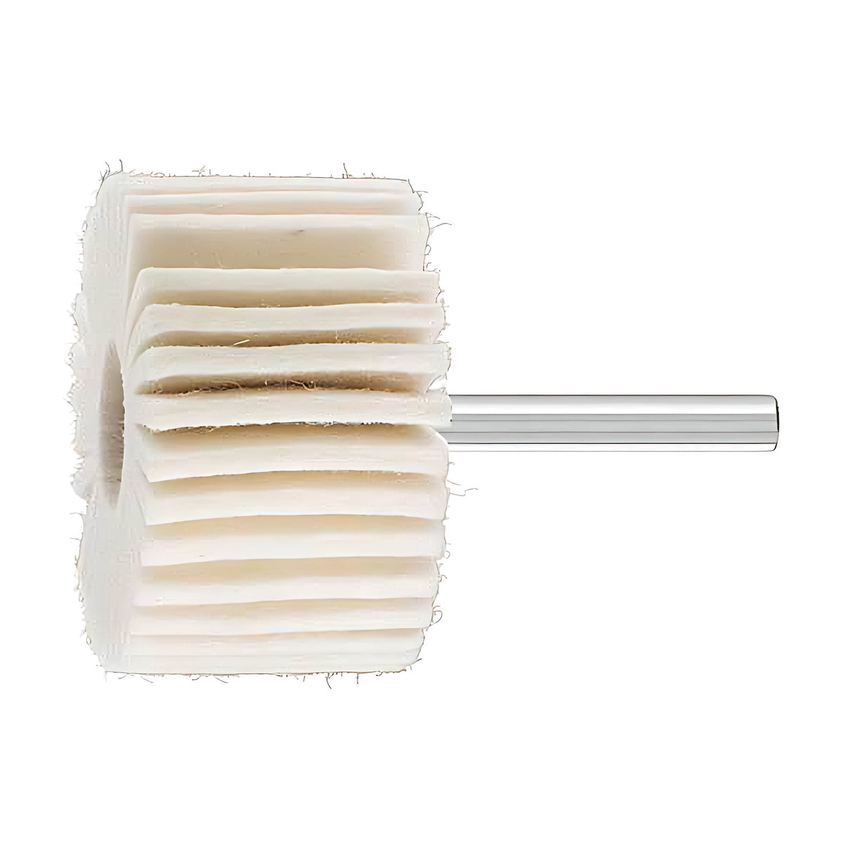 Pferd FLS soft (W) felt fan grinder, white felt flaps on a silver shank, size 3 of 5, third size, wider face
