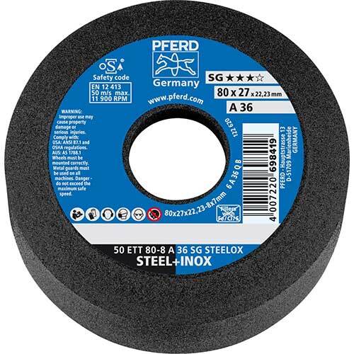 Pferd Flared Conical Cup Wheel SG Steel 80 mm 36 Grit - Pack of 5