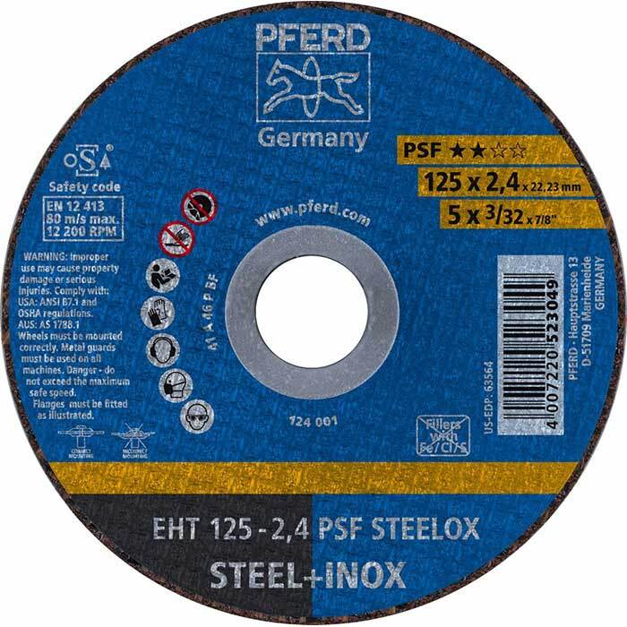 Pferd Flat Cut-Off Wheel GP - Steelox 125mm x 2.4mm 61721122 - Pack of 25