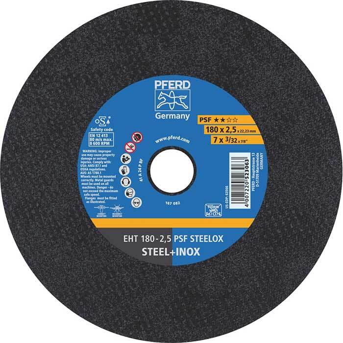 Pferd Flat Cut-Off Wheel GP - Steelox 180mm x 2.5mm 61726122 - Pack of 25