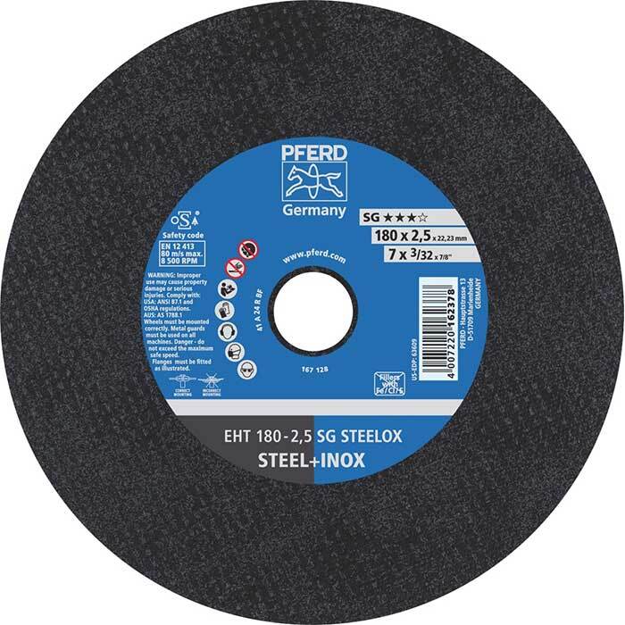 Pferd Flat Cut-Off Wheel Premium Steelox 178 x 2.5mm 61326422 - Pack of 25