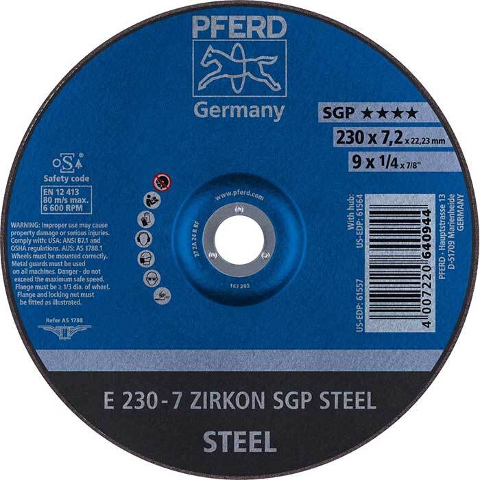Pferd Grinding Wheel D/C - SGP Steel 230mm 69901573 - Pack of 10 - AIMS Industrial Supplies