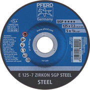 Pferd ZIRKON SGP STEEL depressed centre wheel 125 mm, blue label marked E 125-7 ZIRKON SGP STEEL