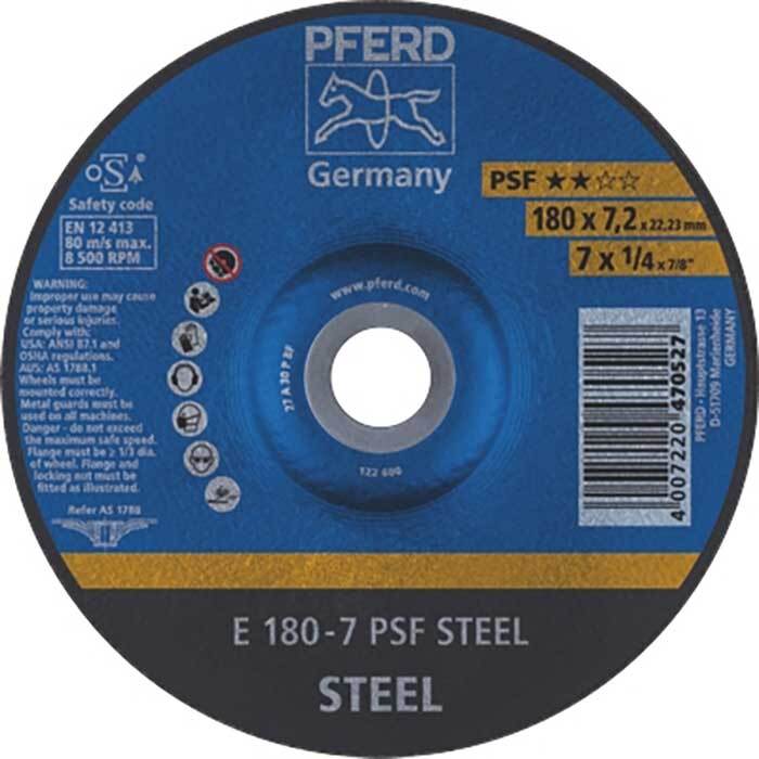Pferd Grinding Wheel GP Depressed Centre Steel 178mm 62017634 - Pack of 10