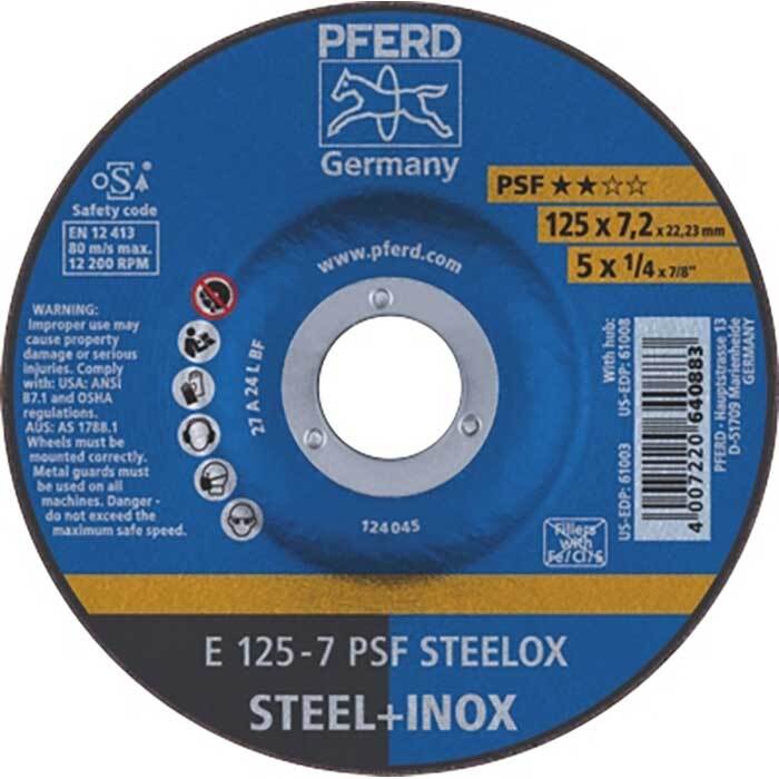 Pferd Grinding Wheel GP Depressed Centre Steelox 125mm 62012640 - Pack of 10