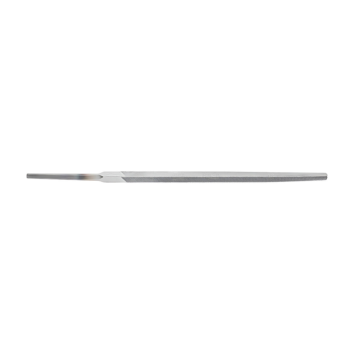 Pferd key file, slender pointed file with a very narrow body and a thin tang, no handle, on white