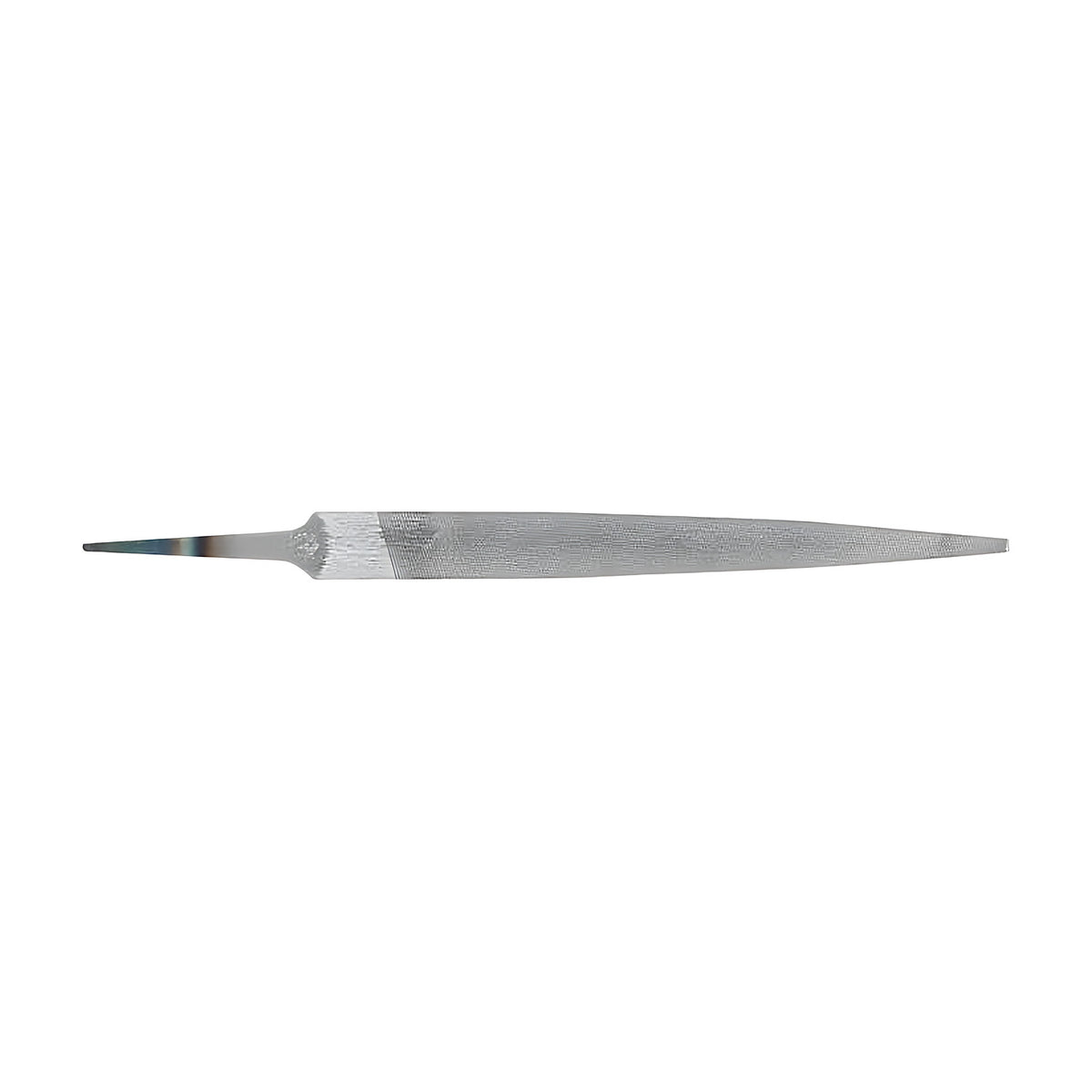 Pferd key file, narrow pointed file with a gently tapered body and thin tang, no handle, on white