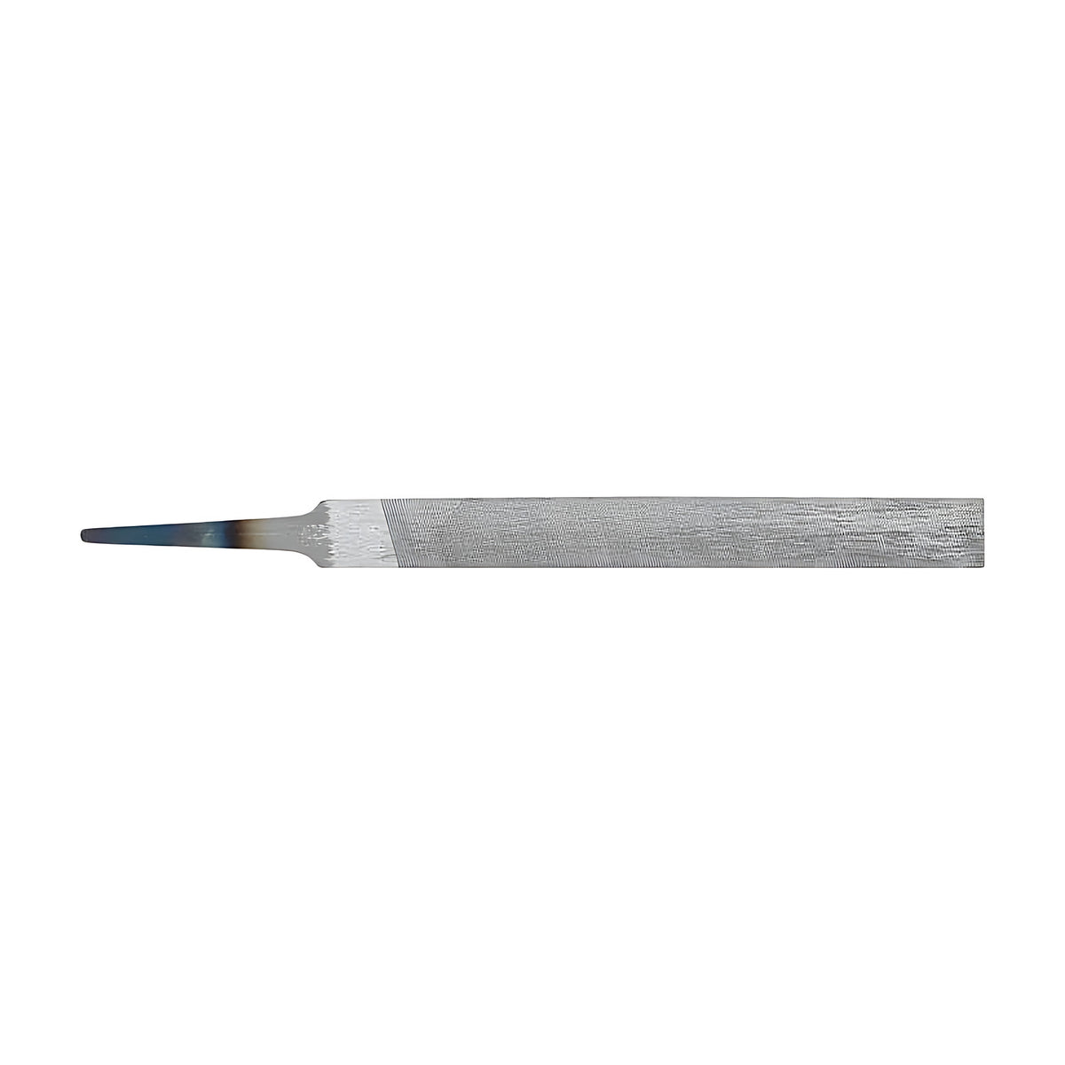Pferd key file, flat blunt-ended file with parallel sides and a thin tang, no handle, on white