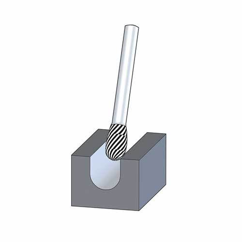 Pferd Oval Shape Extended Burr Shank TRE 6.35 x 9.5 x 6.35mm 21725982 - AIMS Industrial Supplies