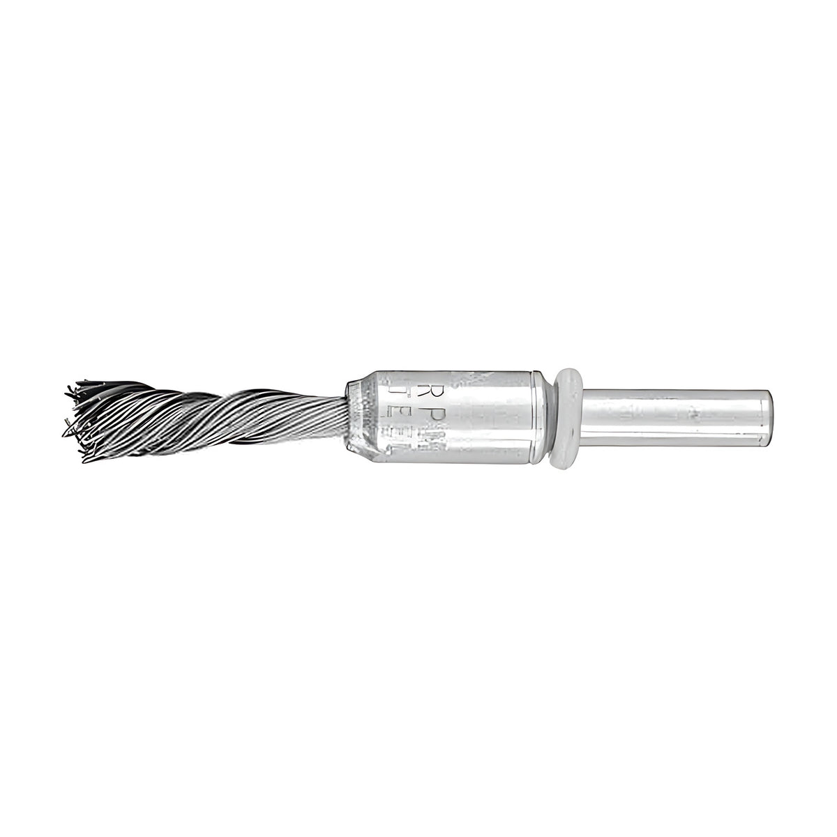 Pferd PBGS single-twist pencil brush, short twisted steel wire tip with a frayed end, silver ferrule and white ring