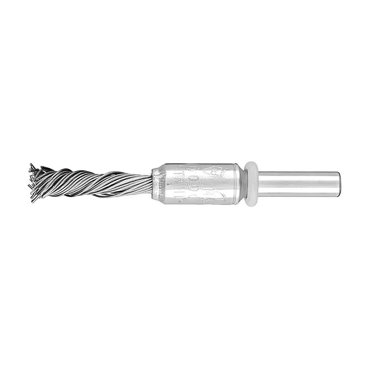 Pferd PBGS single-twist pencil brush, steel wire twisted into a thin point, silver ferrule with a white ring, 6 mm shank