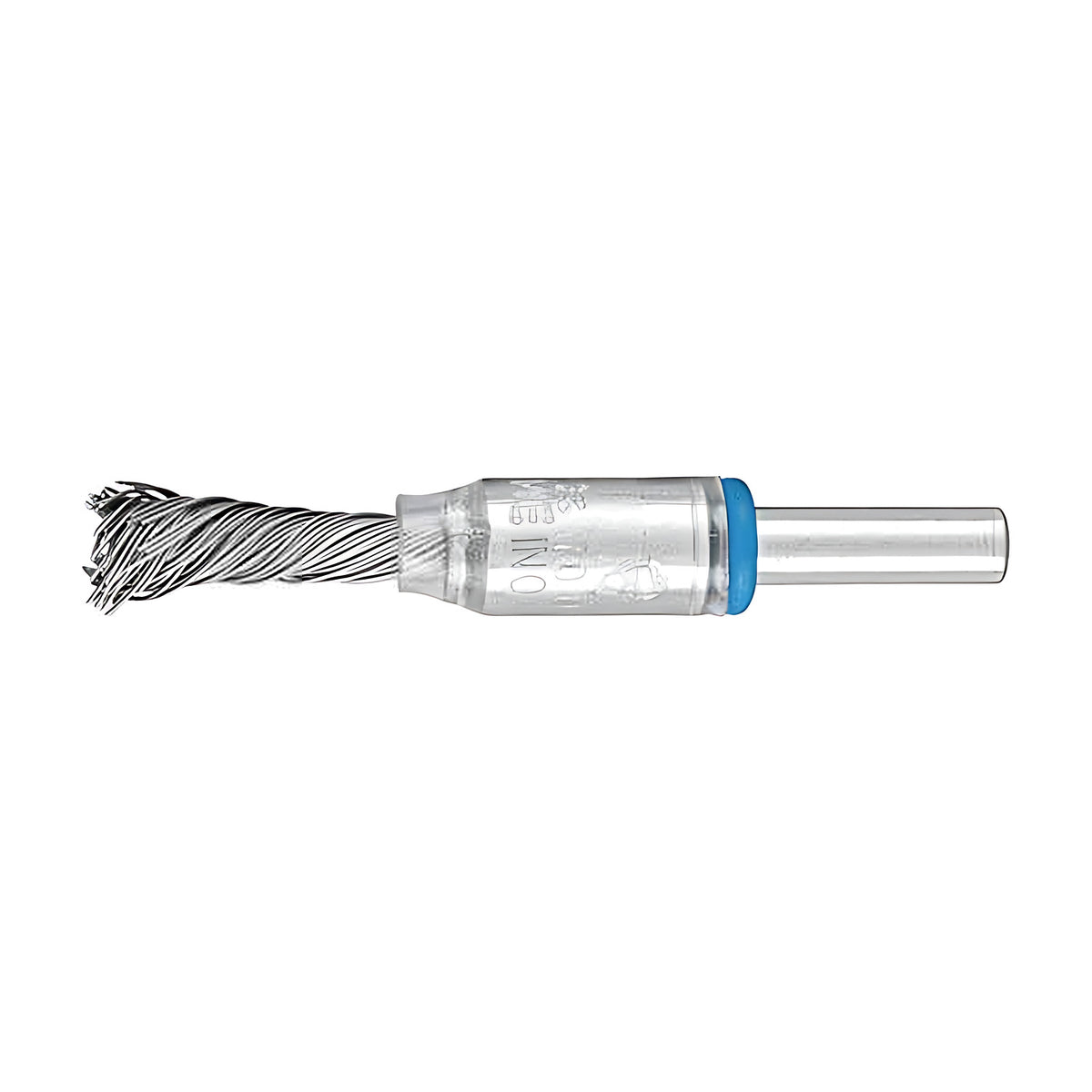 Pferd PBGS stainless steel single-twist pencil brush 10 x 10 mm, tightly twisted silver wire tip, blue ring above the 6 mm shank