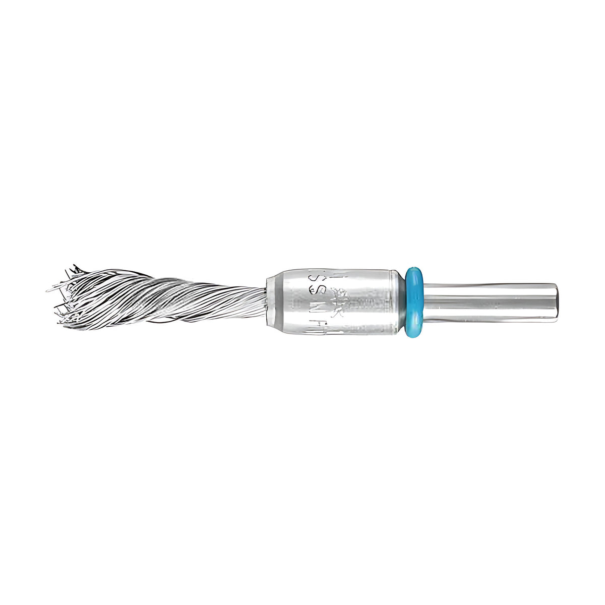 Pferd PBGS single-twist stainless steel pencil brush, twisted silver wire tip, silver ferrule with a blue ring