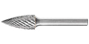 Pferd SPG ALLROUND 10 x 20 to 12 x 25 mm pointed tree burr, side view of the silver head with diamond-cut teeth