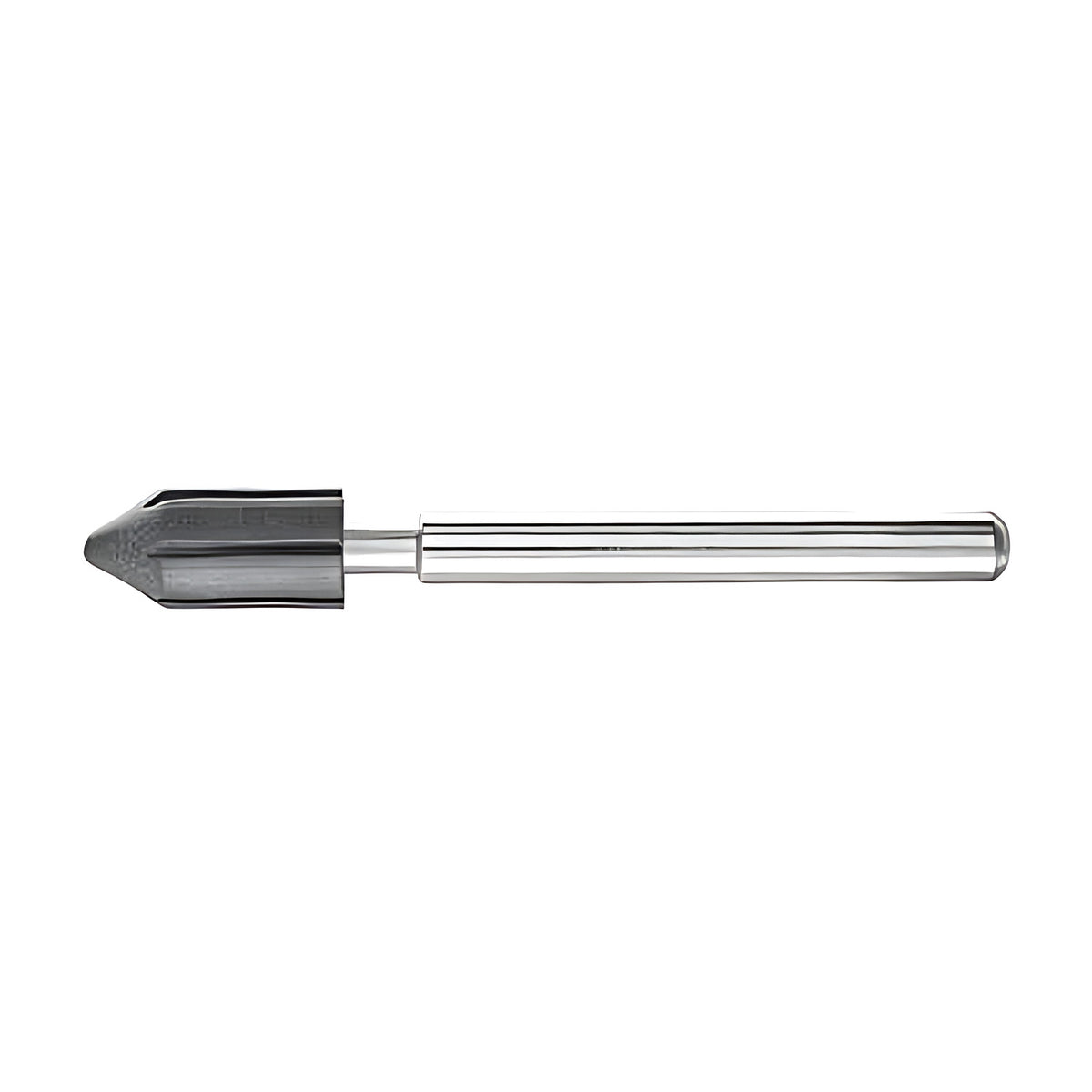 Pferd POLICAP PCT cap holder, very small black pointed cone holder with a neck on a thin silver shank, side view