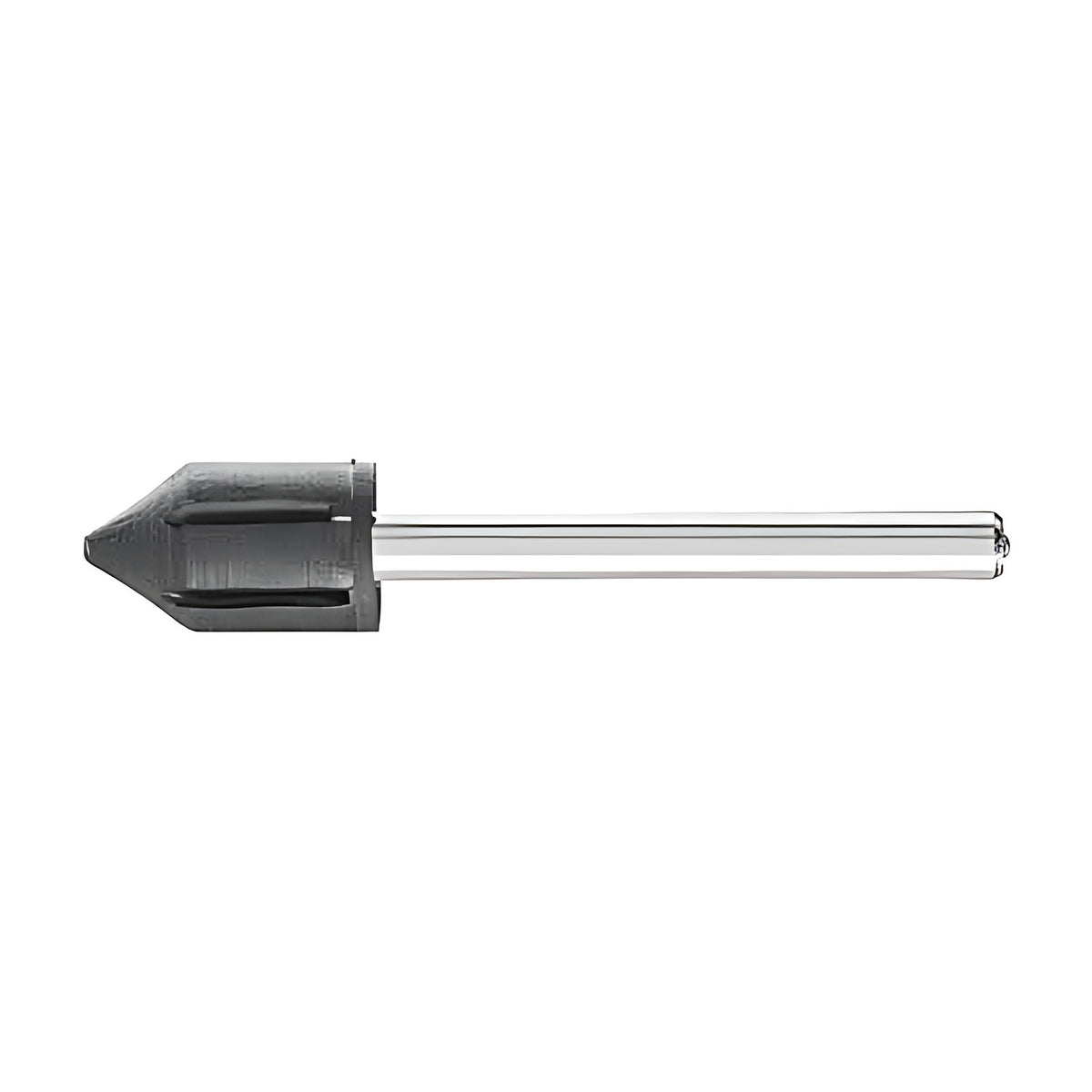 Pferd POLICAP PCT cap holder, small black slotted pointed cone holder on a thin silver shank, side view