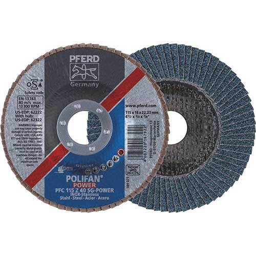 Pferd Polifan Conical Flap Disc Premium Zirconia Power 115mm 40 Grit - Pack of 10