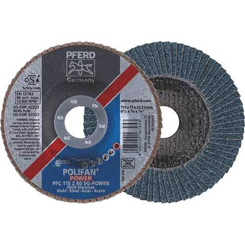 Pferd Polifan Conical Flap Disc Premium Zirconia Power 115mm 60 Grit - Pack of 10