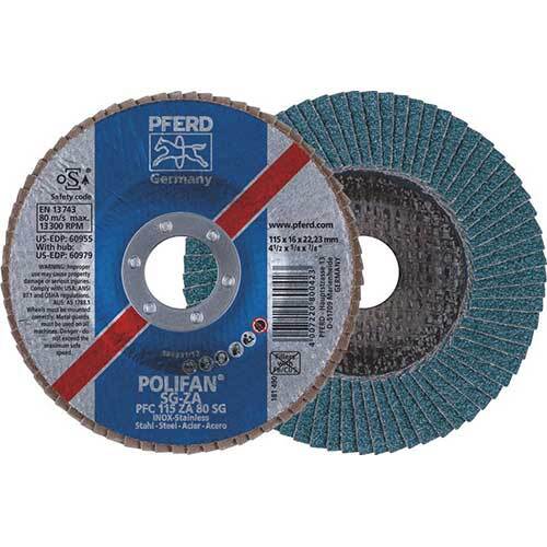 Pferd Polifan Conical Flap Disc Premium Zirconia Power 115mm 80 Grit - Pack of 10