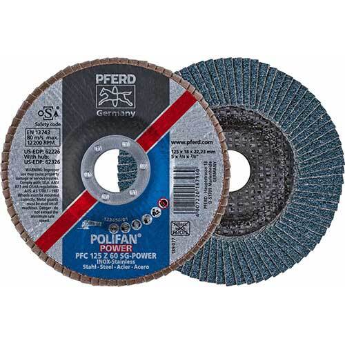 Pferd Polifan Conical Flap Disc Premium Zirconia Power 125mm 60 Grit - Pack of 10