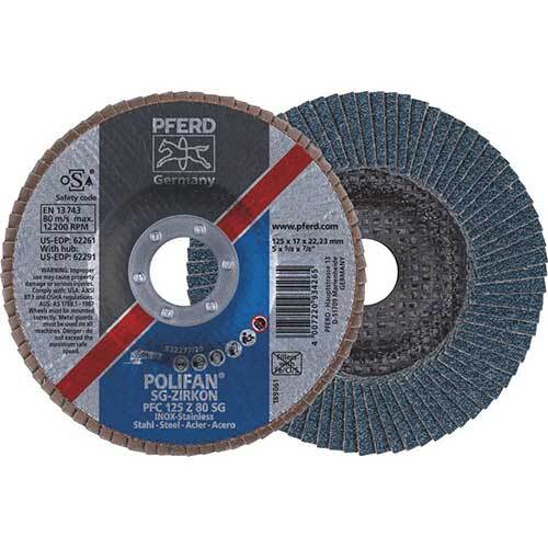 Pferd Polifan Conical Flap Disc Premium Zirconia Power 125mm 80 Grit - Pack of 10