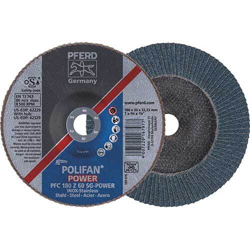 Pferd Polifan Conical Flap Disc Premium Zirconia Power 180mm 60 Grit - Pack of 10