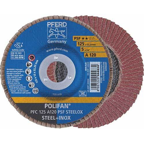 Pferd Polifan Flap Disc GP Al Oxide - Steel/Inox 125mm 120 Grit - Pack of 10