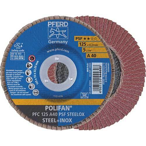 Pferd Polifan Flap Disc GP Al Oxide - Steel/Inox 125mm 40 Grit - Pack of 10