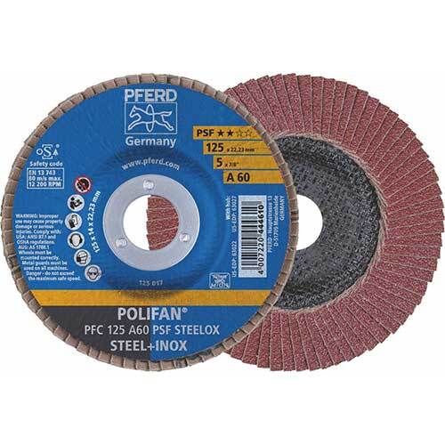 Pferd Polifan Flap Disc GP Al Oxide - Steel/Inox 125mm 60 Grit - Pack of 10