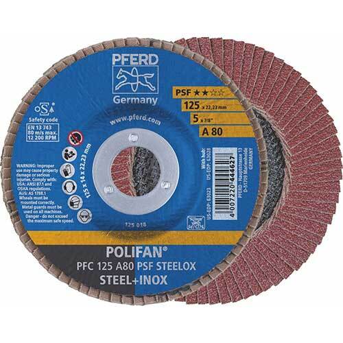Pferd Polifan Flap Disc GP Al Oxide - Steel/Inox 125mm 80 Grit - Pack of 10