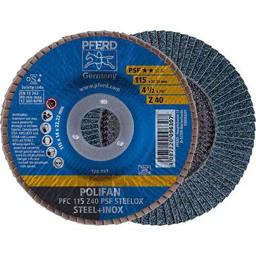 Pferd Polifan Flap Disc GP Zirconia - Steel/Inox 115mm 40 Grit - Pack of 10