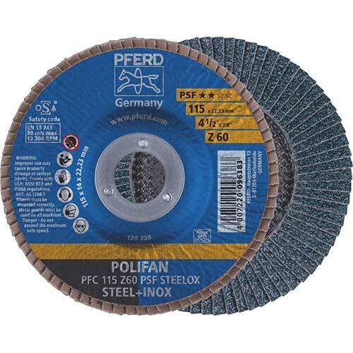 Pferd Polifan Flap Disc GP Zirconia - Steel/Inox 115mm 60 Grit - Pack of 10