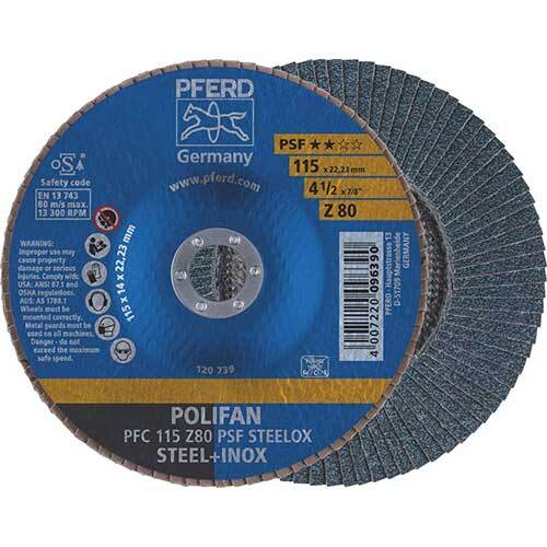 Pferd Polifan Flap Disc GP Zirconia - Steel/Inox 115mm 80 Grit - Pack of 10