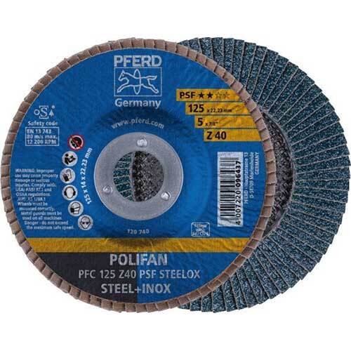 Pferd Polifan Flap Disc GP Zirconia - Steel/Inox 125mm 40 Grit - Pack of 10