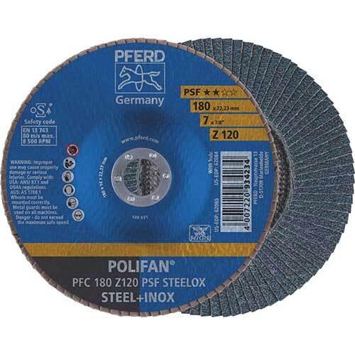 Pferd Polifan Flap Disc GP Zirconia - Steel/Inox 180mm 120 Grit - Pack of 10