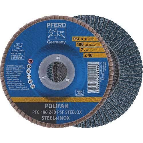 Pferd Polifan Flap Disc GP Zirconia - Steel/Inox 180mm 40 Grit - Pack of 10