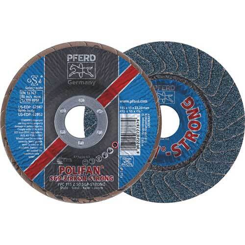 Pferd Polifan Flap Disc SGP Zirconia - Steel Strong 115mm 50 Grit - Pack of 5