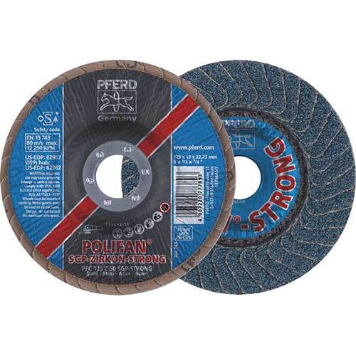 Pferd Polifan Flap Disc SGP Zirconia - Steel Strong 125mm 50 Grit - Pack of 5